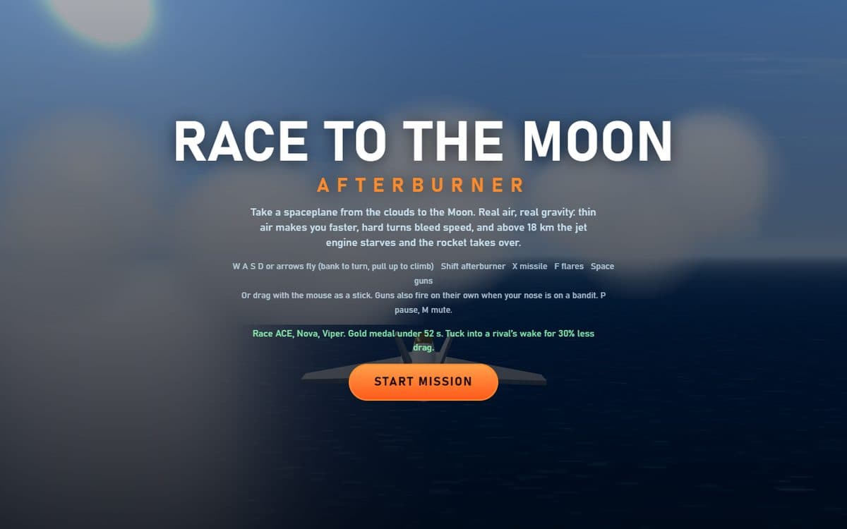 Screenshot of Race to the Moon: Afterburner